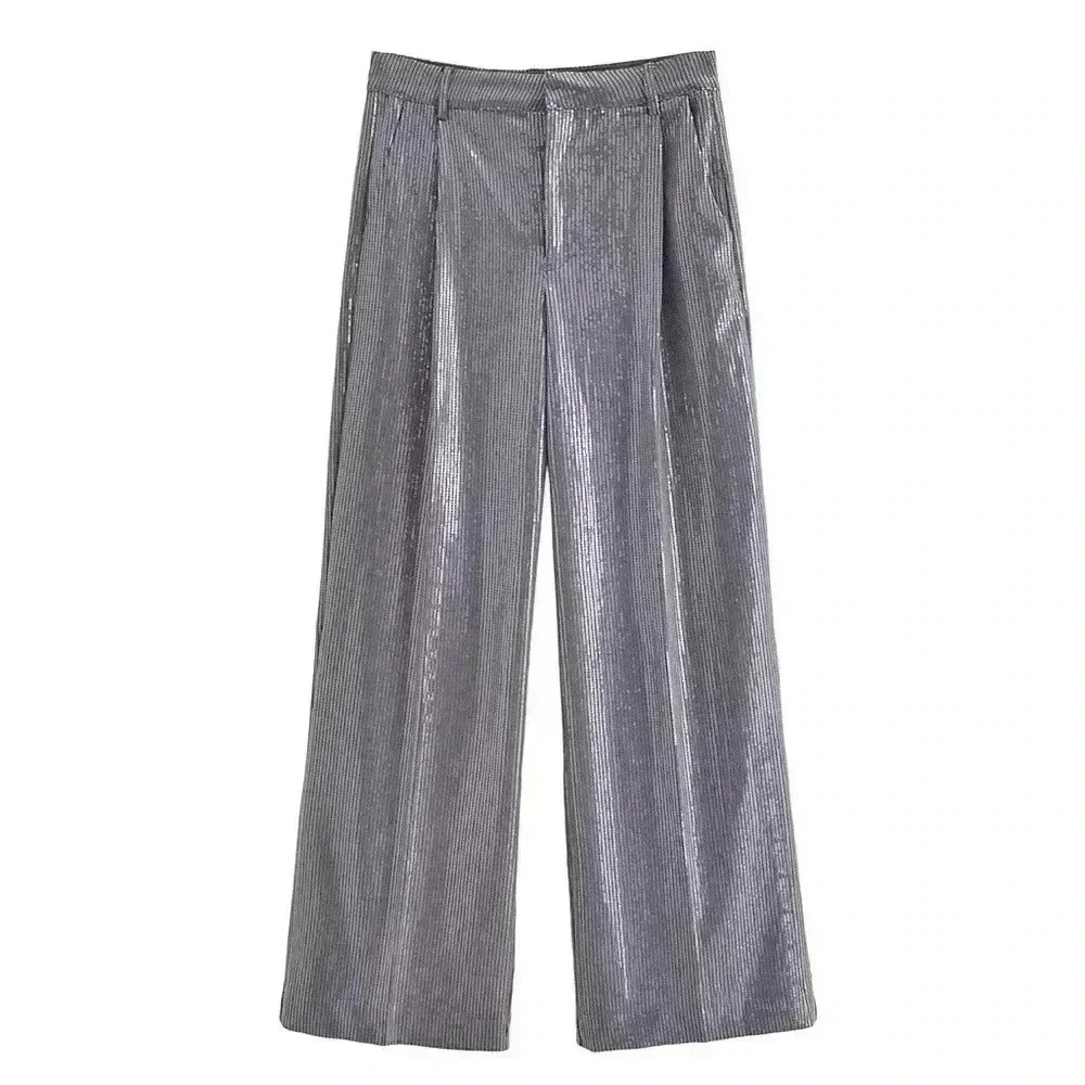 10-ZARA Sequin Pant‎ - Grey